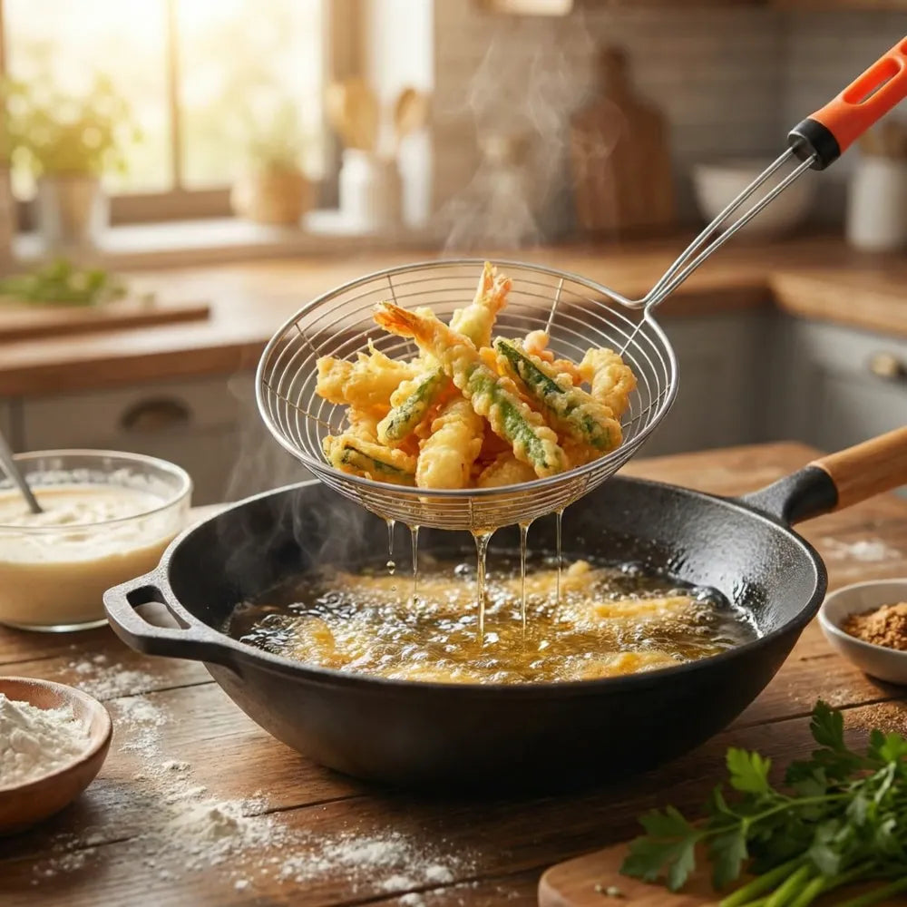 Stainless steel deep fry strainer - home & kitchen