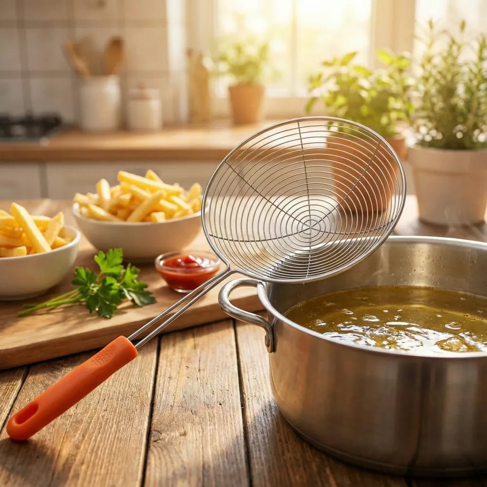 Stainless steel deep fry strainer - home & kitchen