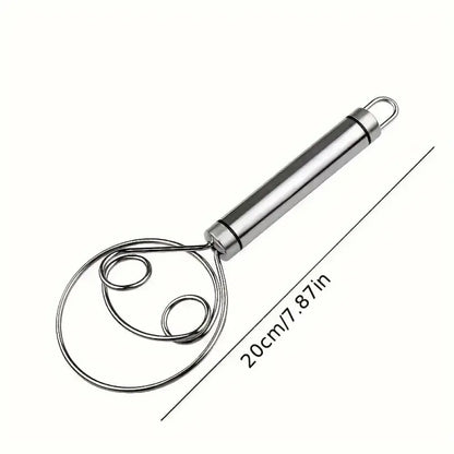 Stainless steel dough whisk