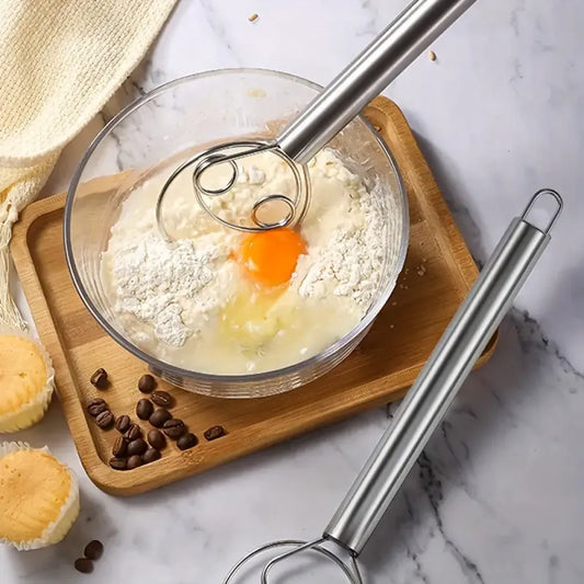 Stainless steel dough whisk
