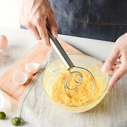 Stainless steel dough whisk
