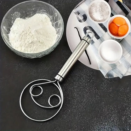 Stainless steel dough whisk