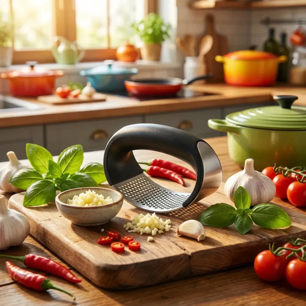 Stainless steel garlic crusher - kitchen tool
