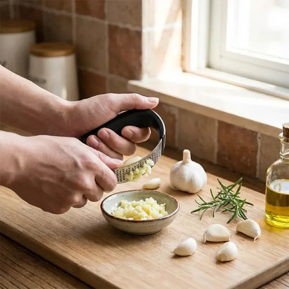 Stainless steel garlic crusher - kitchen tool