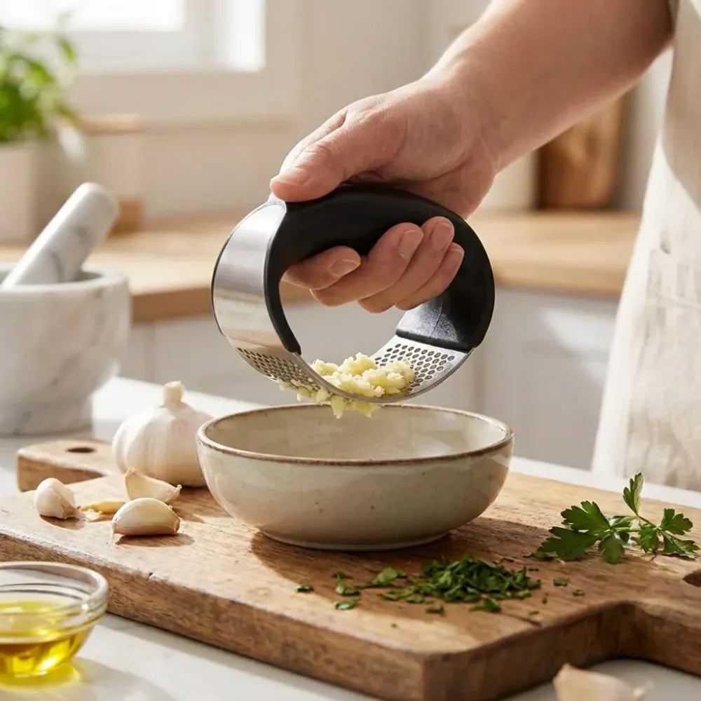 Stainless steel garlic crusher - kitchen tool