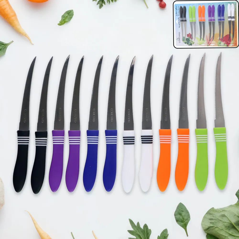 Stainless steel multipurpose serrated knife set (12 pc) - home & kitchen