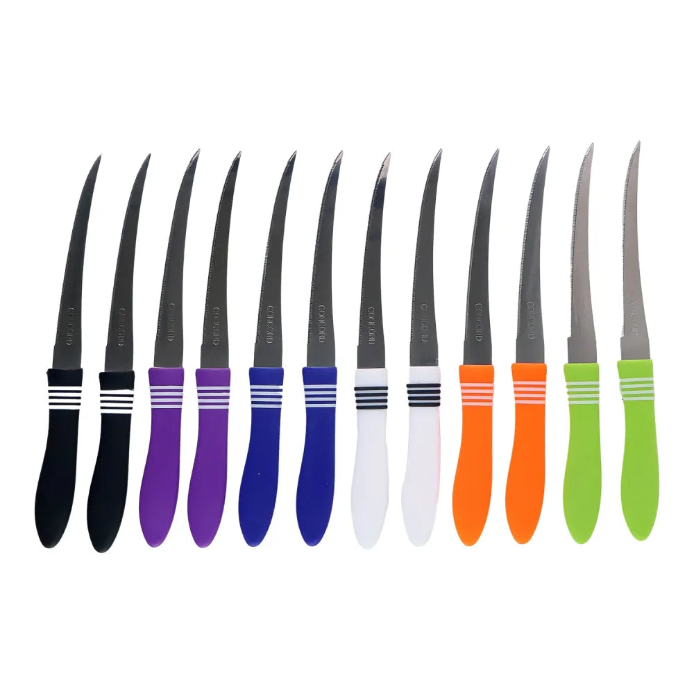 Stainless steel multipurpose serrated knife set (12 pc) - home & kitchen