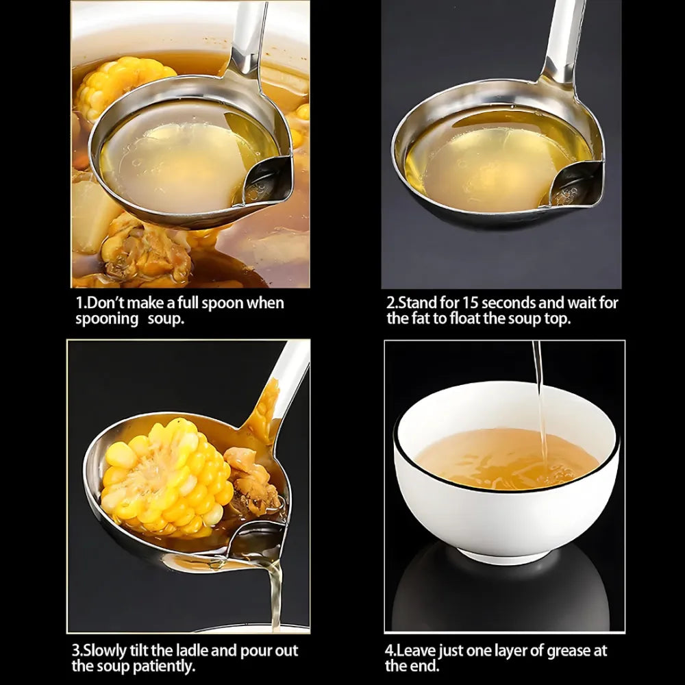 Stainless steel oil soup separator spoon (pack of 1 / 2)