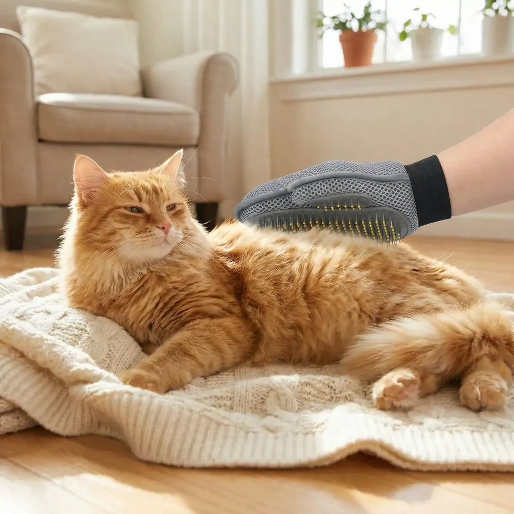 Stainless steel pet grooming glove