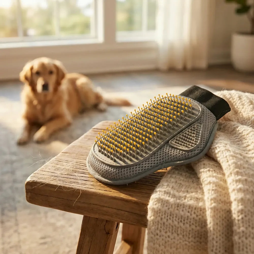 Stainless steel pet grooming glove