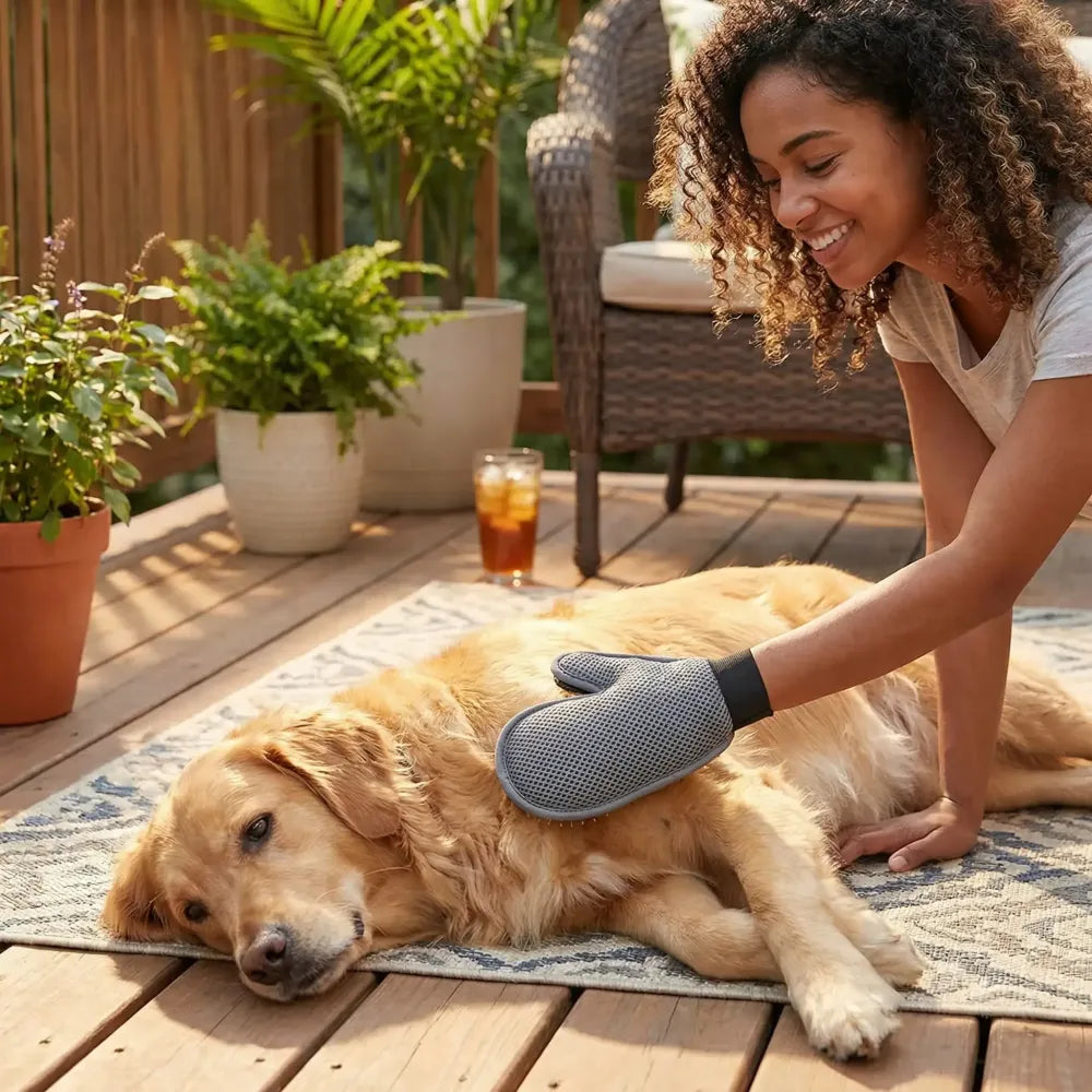 Stainless steel pet grooming glove