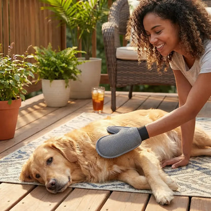 Stainless steel pet grooming glove
