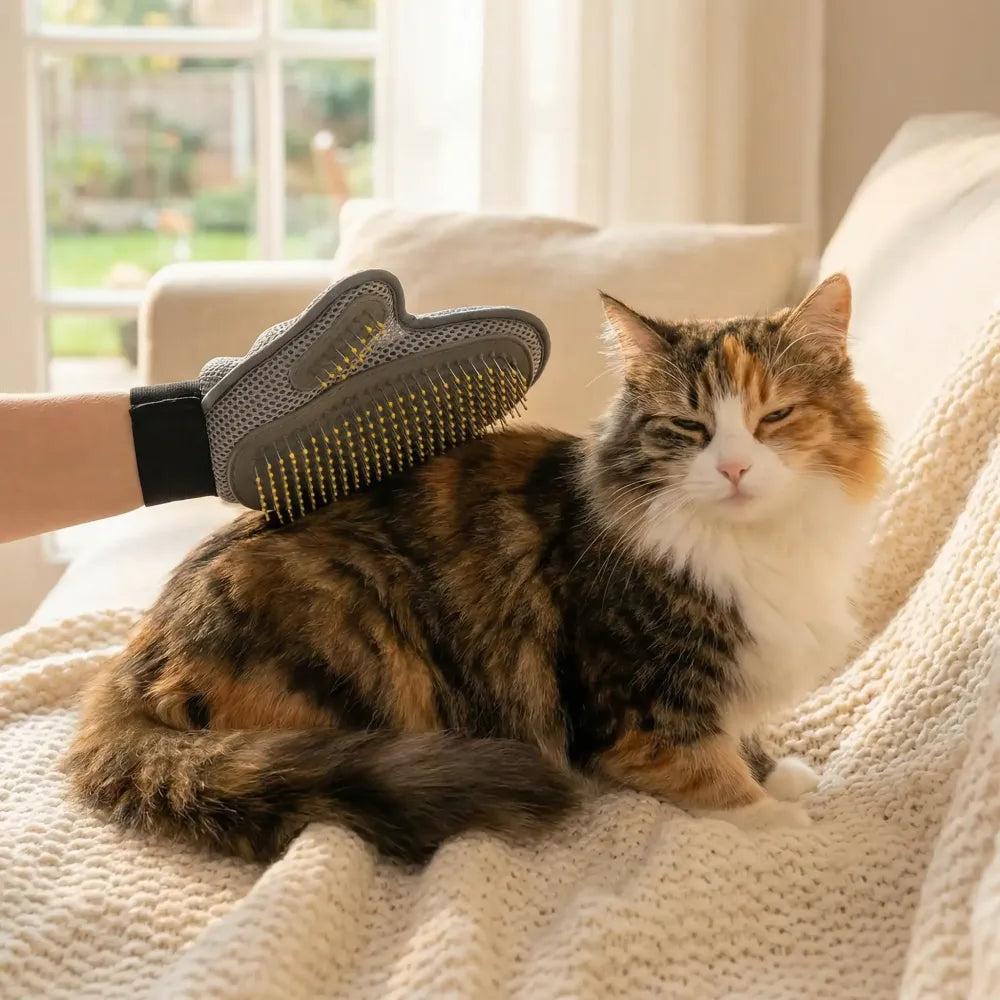 Stainless steel pet grooming glove