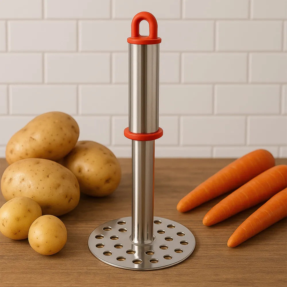 Stainless steel potato masher with ergonomic handle (17cm 1 pc) - home & kitchen