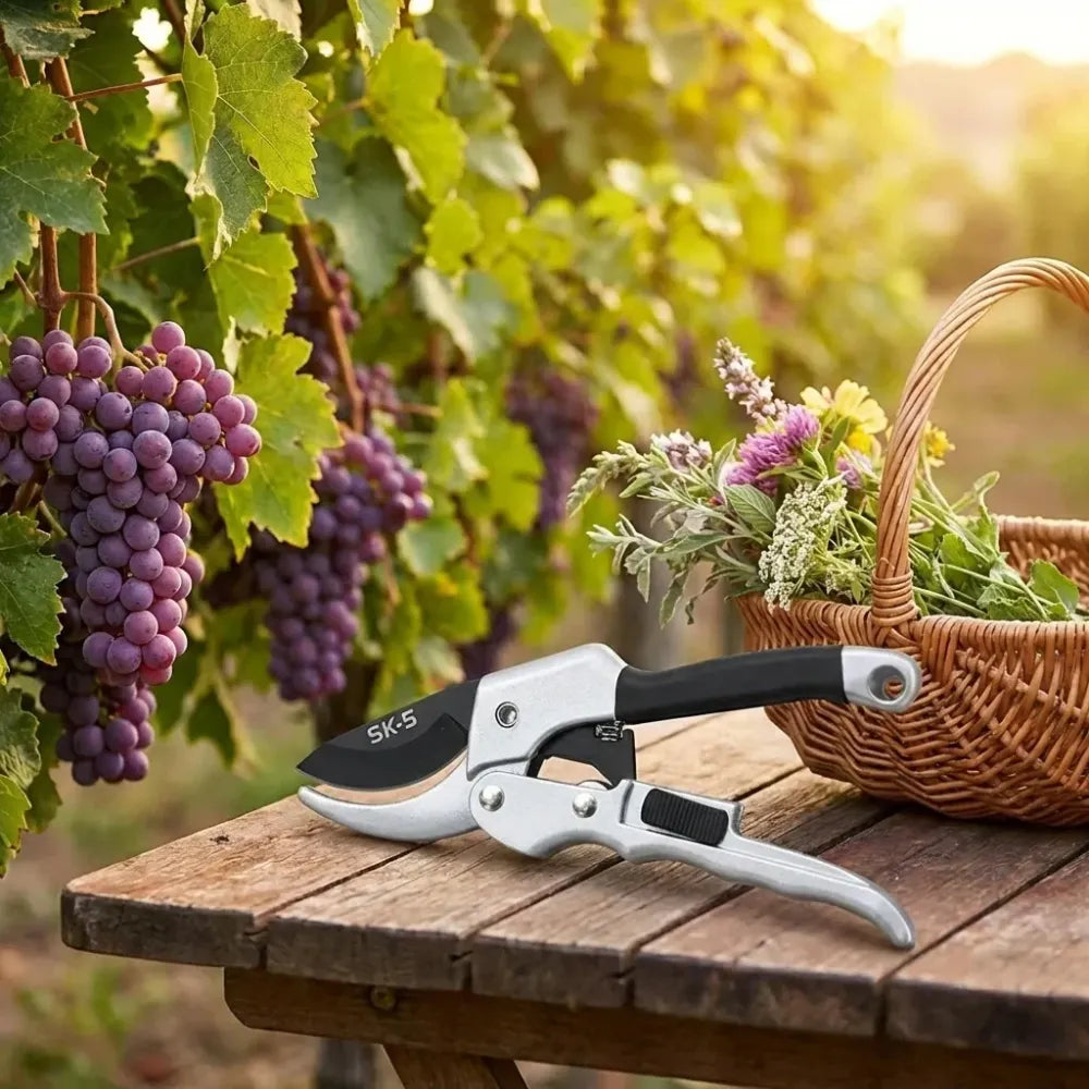 Stainless steel ratchet pruning shears