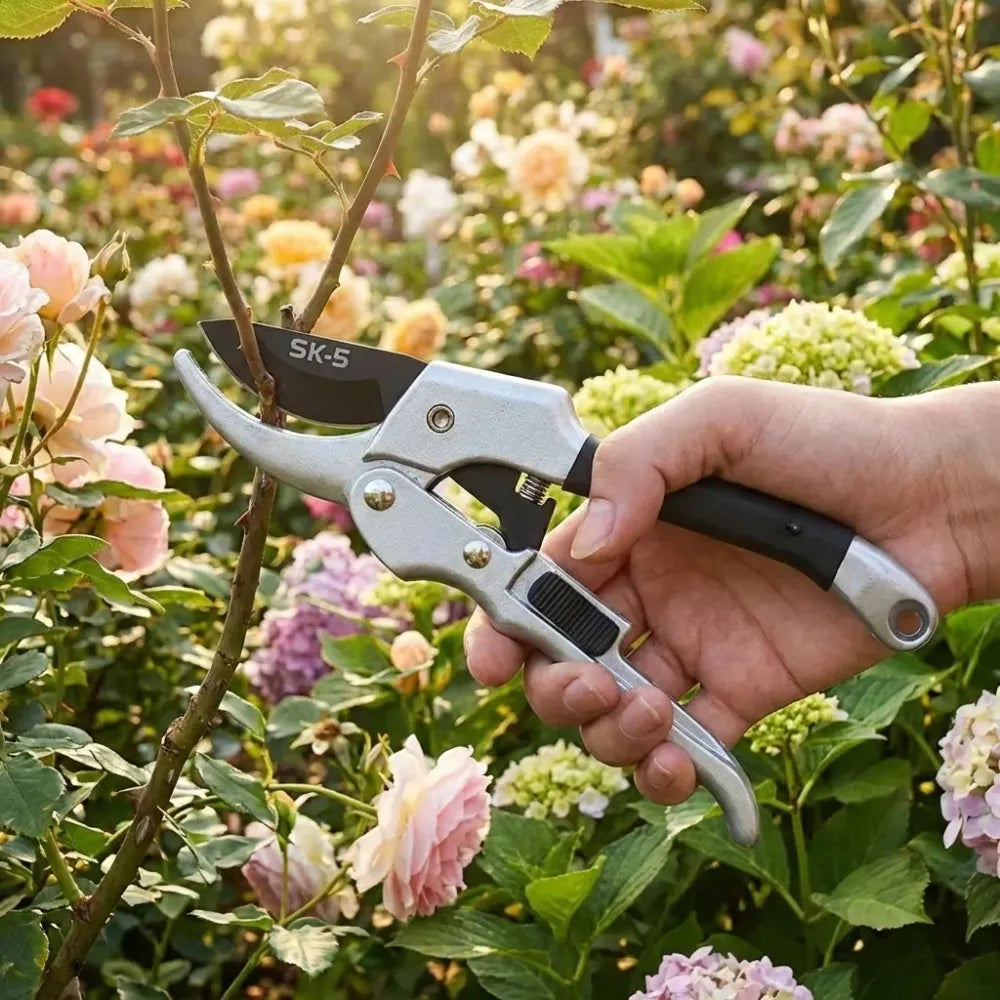 Stainless steel ratchet pruning shears