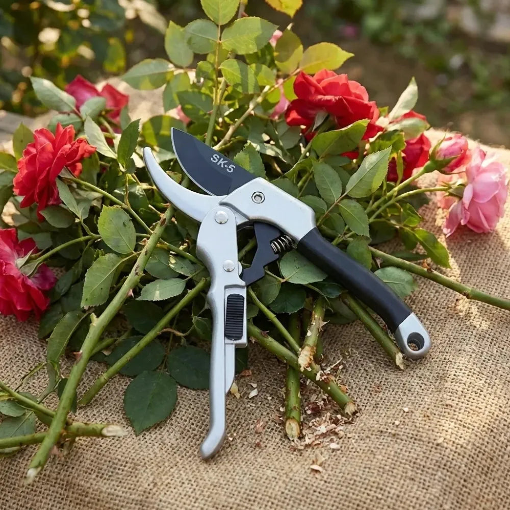Stainless steel ratchet pruning shears