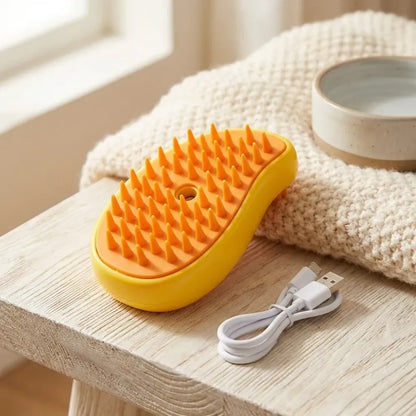 Steaming pet hair brush