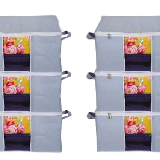Gray zippered storage bags.