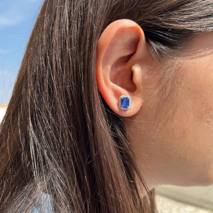 Diamond gemstone stud earrings set