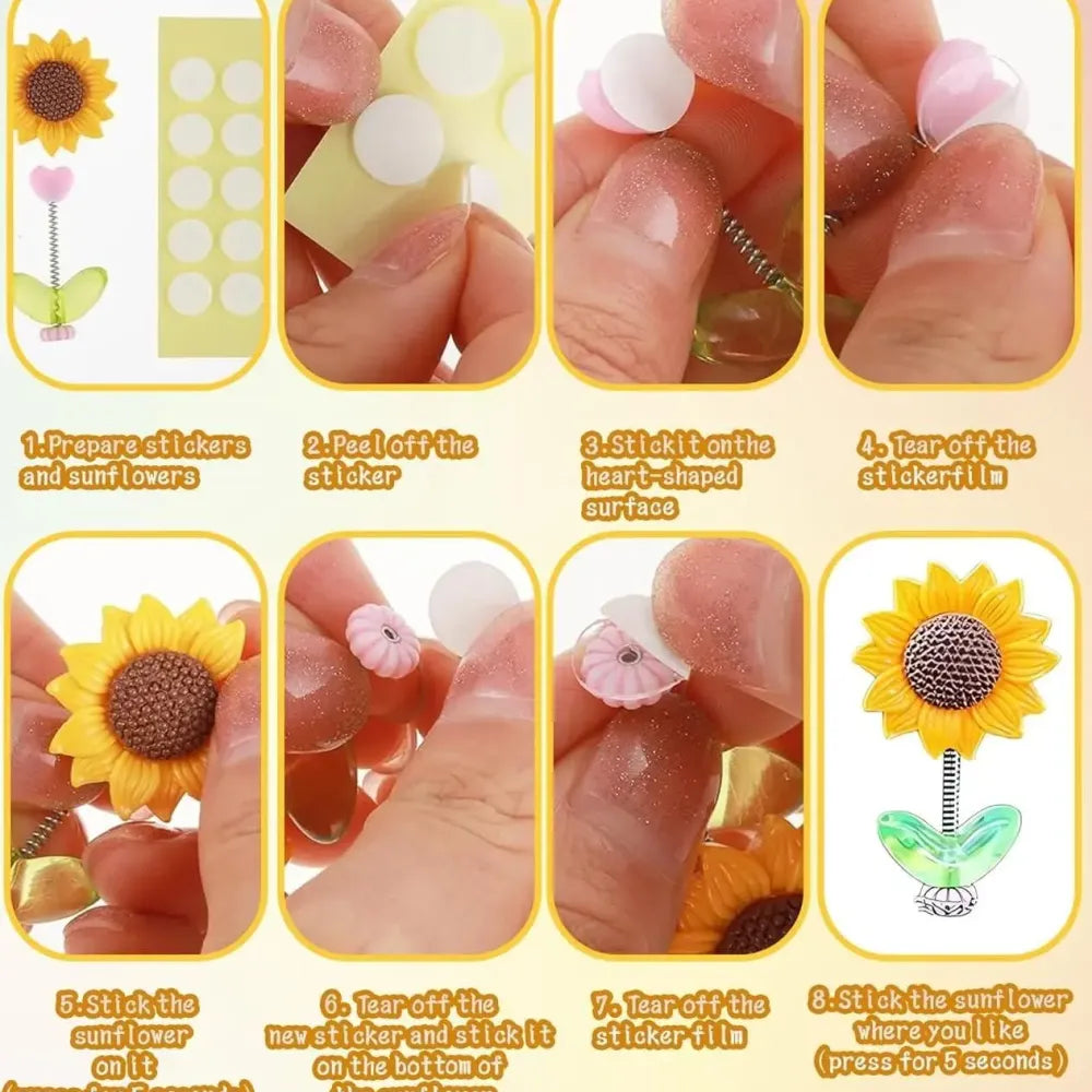 Swinging sunflower dashboard decor – 5 pcs