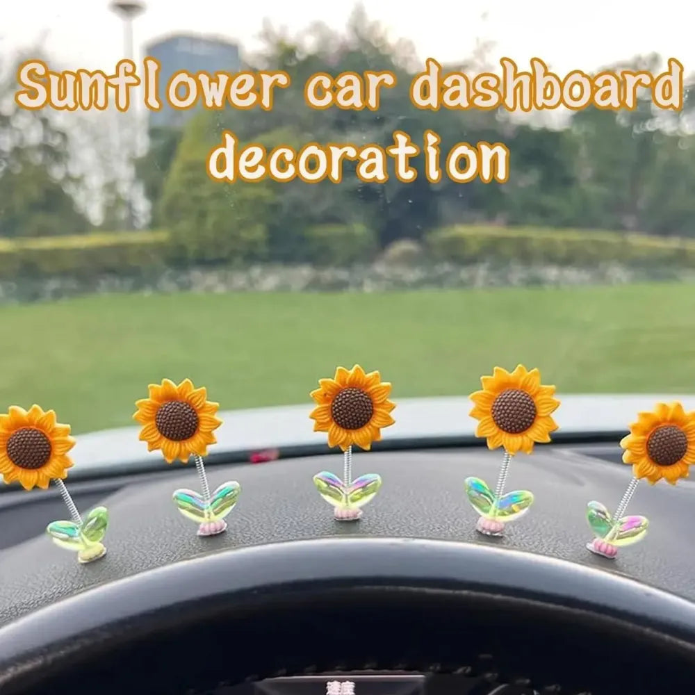 Swinging sunflower dashboard decor – 5 pcs