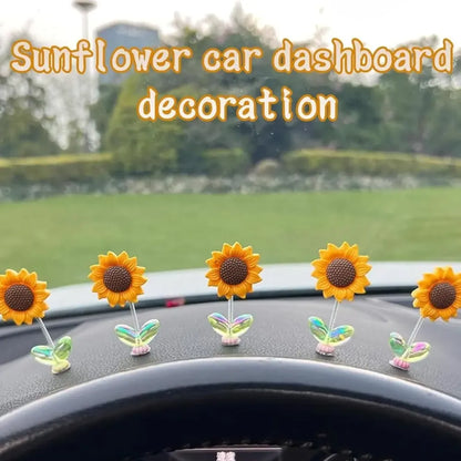 Swinging sunflower dashboard decor – 5 pcs