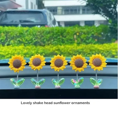 Swinging sunflower dashboard decor – 5 pcs