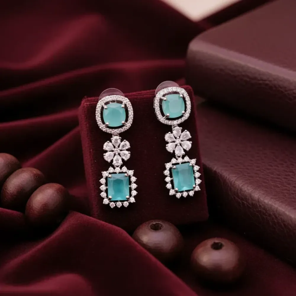 Teal american diamond necklace set - jeweller set