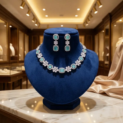 Teal stone ad necklace set – 2 pcs