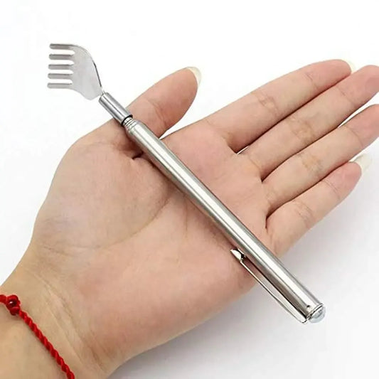 Telescopic stainless steel back scratcher