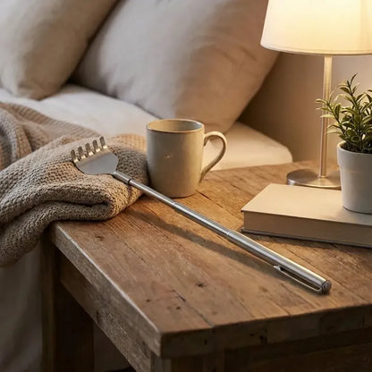 Telescopic stainless steel back scratcher