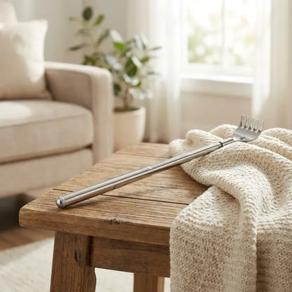 Telescopic stainless steel back scratcher