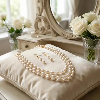 Three-layer pearl necklace set