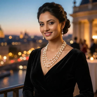 Three-layer pearl necklace set