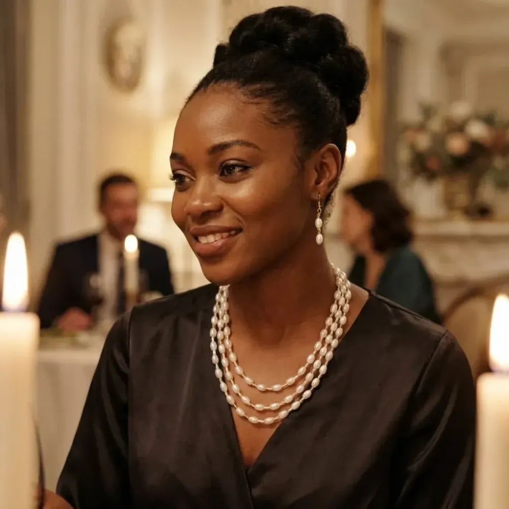 Three-layer pearl necklace set