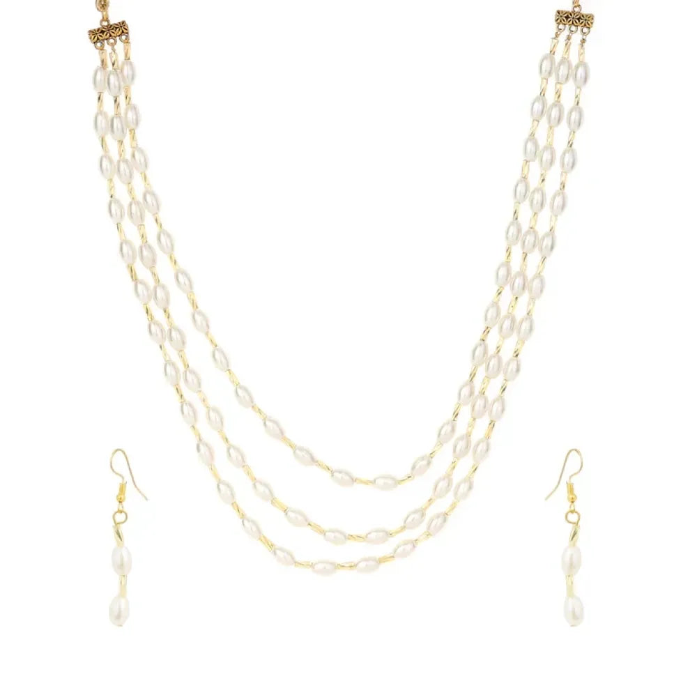 Three-layer pearl necklace set