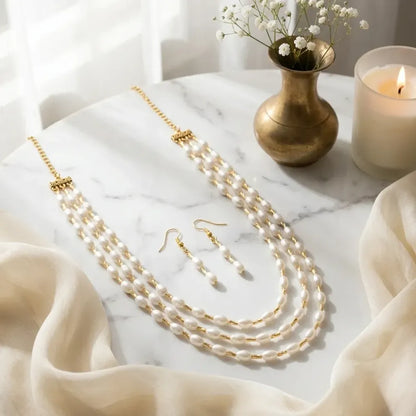 Three-layer pearl necklace set
