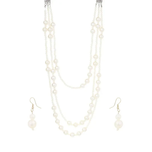 Three-layer pearl necklace set - jeweller set