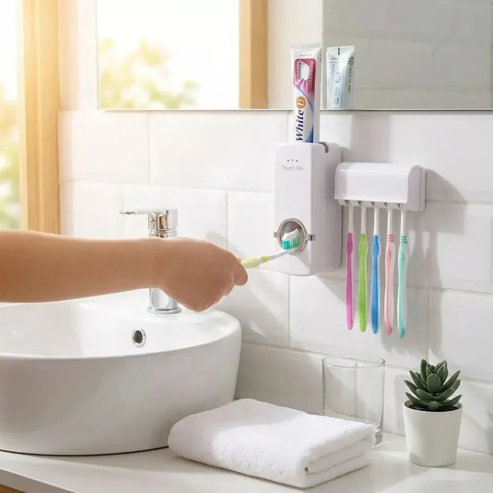 Toothpaste dispenser & brush holder - home kitchen