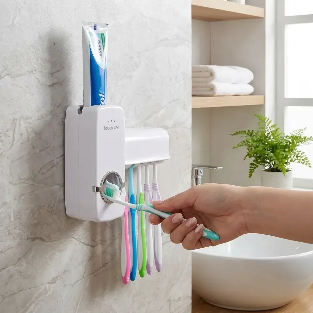 Toothpaste dispenser & brush holder - home kitchen