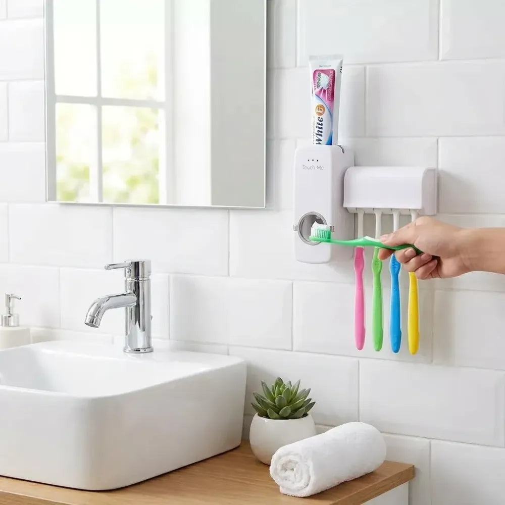 Toothpaste dispenser & brush holder - home kitchen