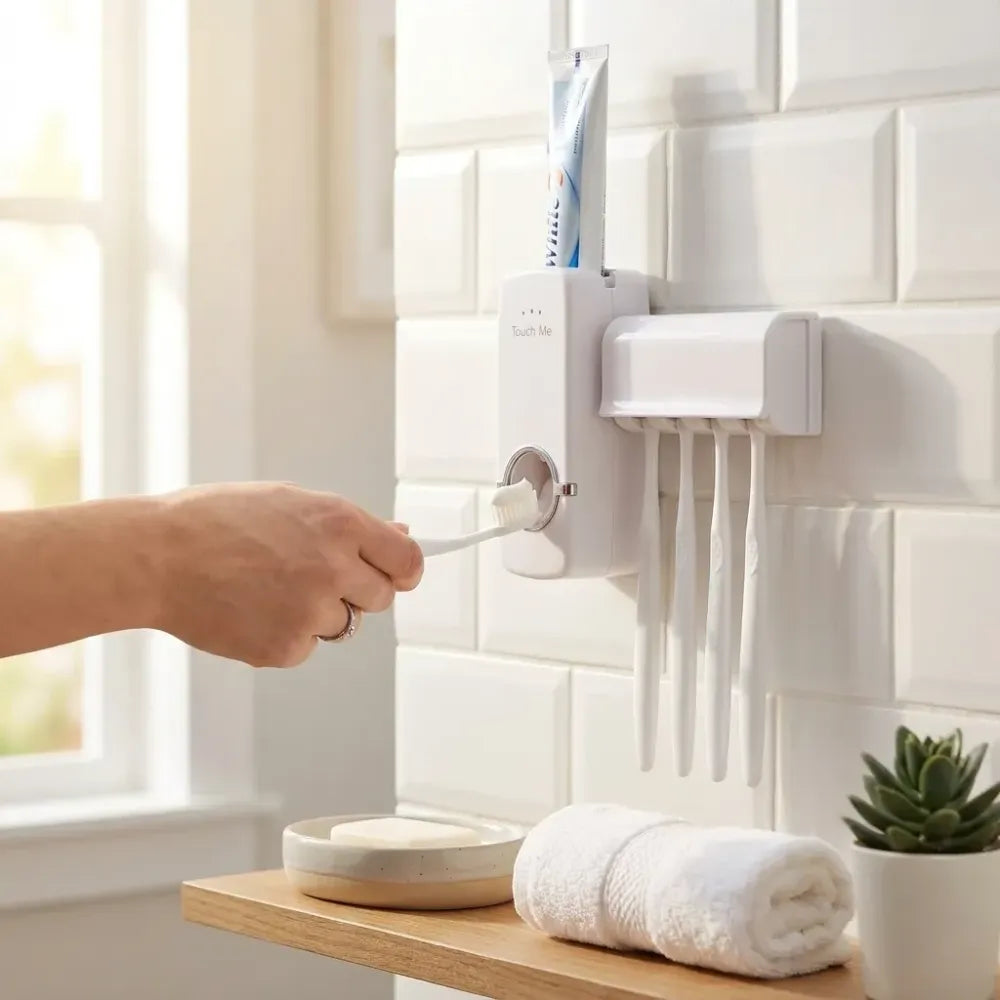 Toothpaste dispenser & brush holder - home kitchen