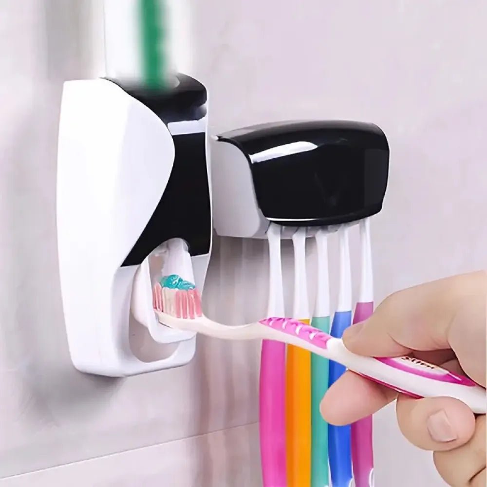 Toothpaste dispenser & brush holder