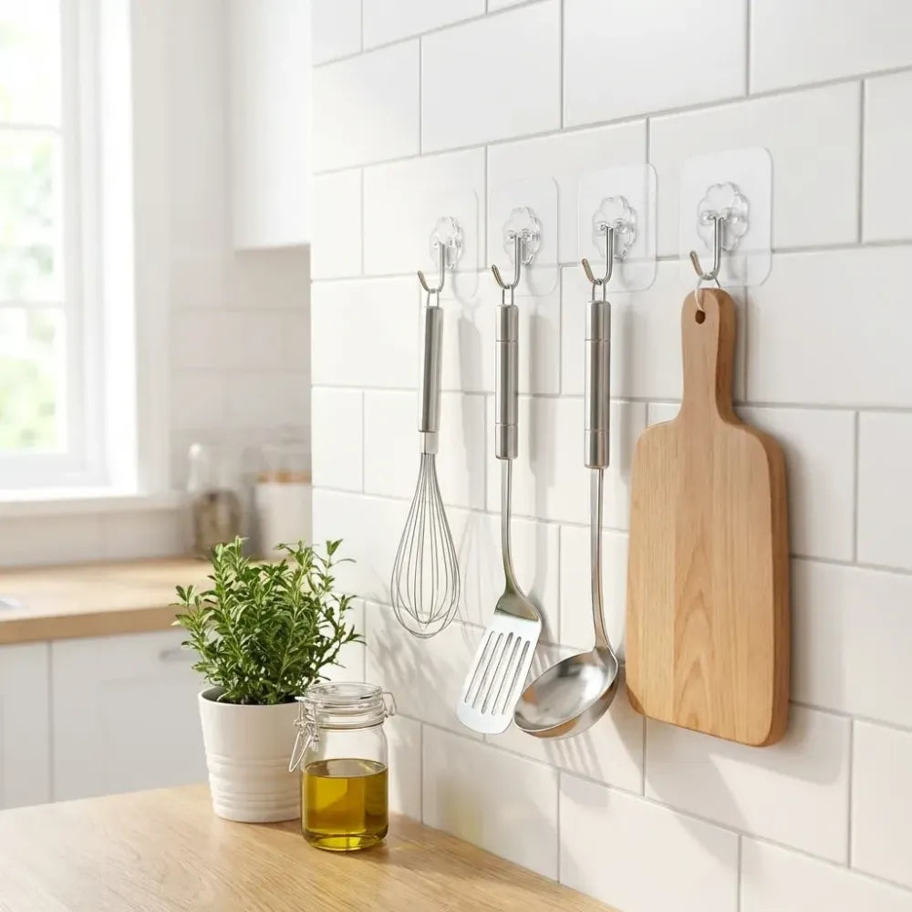 Transparent adhesive hooks – pack of 12