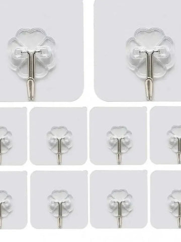 Transparent Adhesive Hooks – Pack of 12