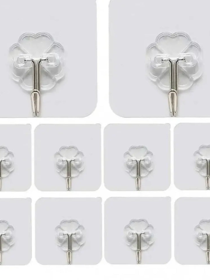Transparent Adhesive Hooks – Pack of 12