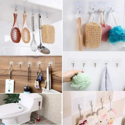 Transparent adhesive hooks – pack of 12