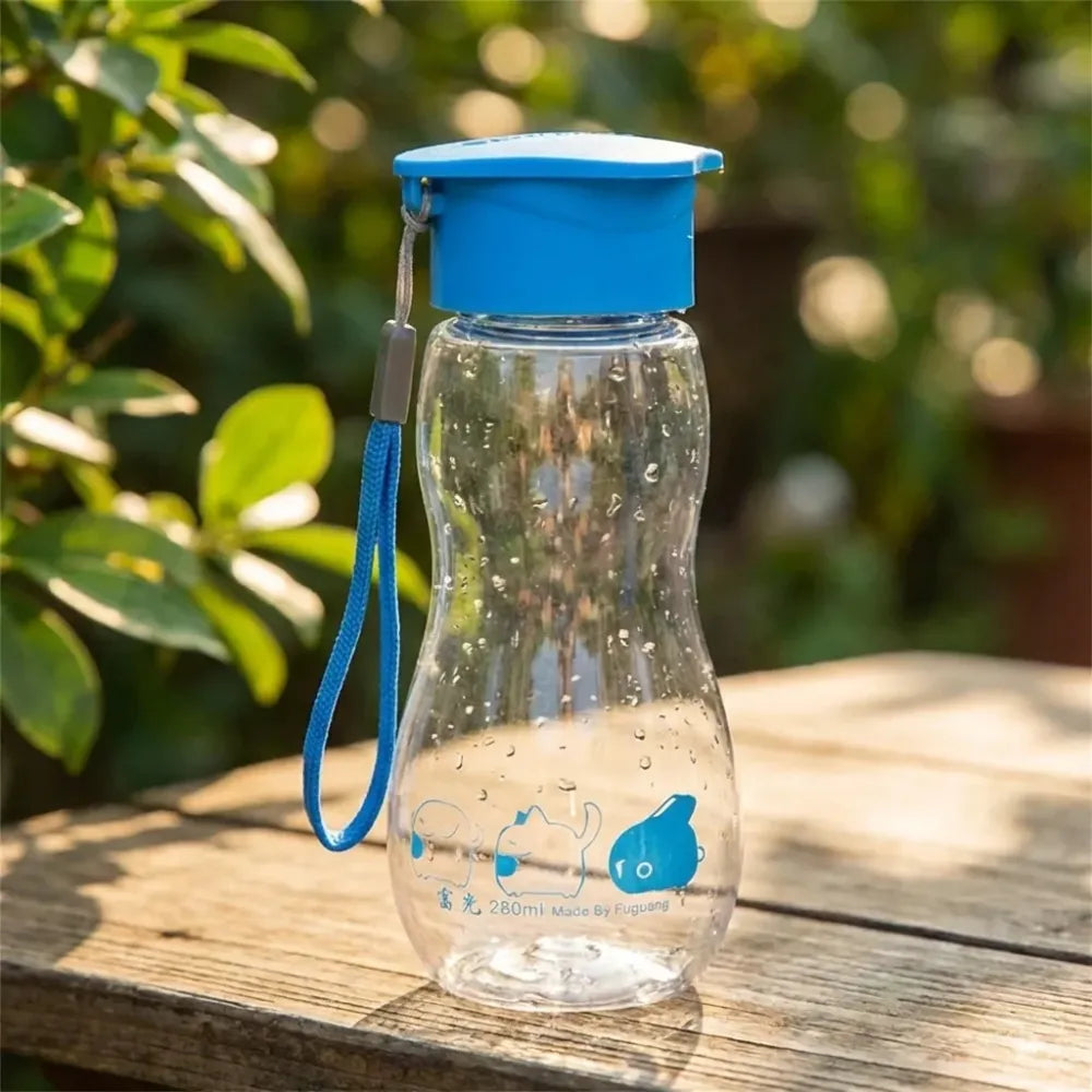 Transparent travel portable water bottle with carry straps (280 ml 1 pc) - home & kitchen