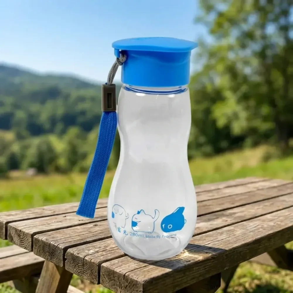 Transparent travel portable water bottle with carry straps (280 ml 1 pc) - home & kitchen